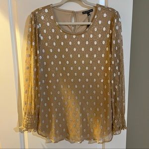 Adrianna Papell Gorgeous Gold Metallic Silver Dot Top